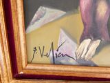 une photo d'un tableau représentant une femme tenant un morceau de papier