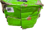 a green box that is wrapped up and ready to be shipped