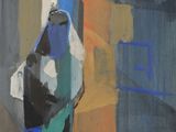 une image d'une peinture représentant une personne debout devant un mur