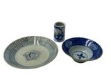 une photo d'une assiette et d'une tasse bleues et blanches