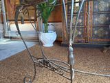 a table with a basket on top of it in a living room