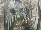 une image représentant un tableau d'un chemin de terre dans les bois