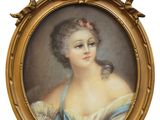 portrait d'une femme en robe bleue dans un cadre doré