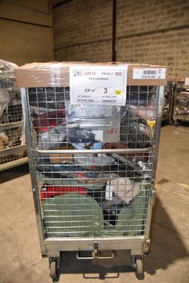 a cart that has a lot of items in it