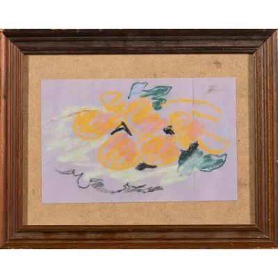 une image représentant un tableau d'oranges sur fond violet