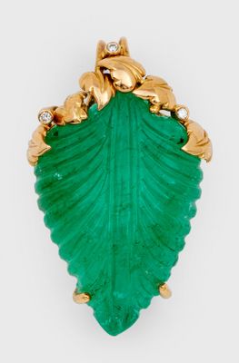 Dekorativer Samaragd-Anhänger Gelbgold, gest. 750. Plaque en…