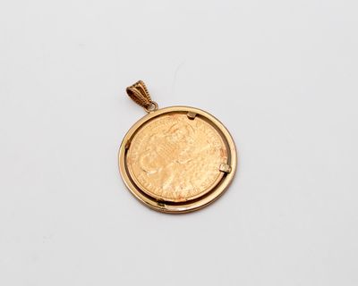 gros plan d'une pièce d'or sur une surface blanche