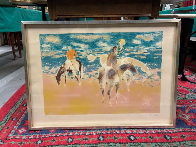 Bernard PIGA (1934-2008) « Chevaux camarguais ». Lithographie cou...