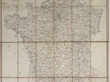 a large antique map of france with all its roads and cities