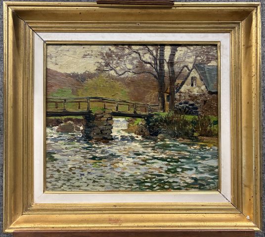 Henri PAILLER (1876 - 1954) « Le Moulin ». Huile sur panneau. Sig...