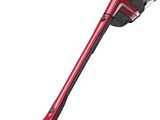 a red cordless vacuum cleaner on a white background