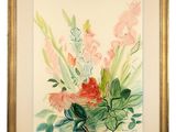 une image représentant une aquarelle de fleurs dans un cadre doré