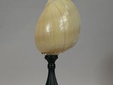 an image of a black and white lamp on a table