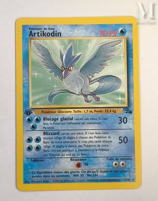 the pokemon card is displayed on the wall of the room