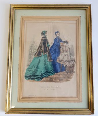 Gravure de mode illustrée : extraite du "Journal des Demoiselles", 35è - Photo 1