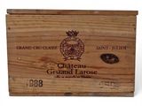 a wooden box that has a label on it
