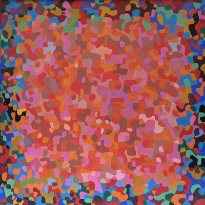 an image of a painting of a colorful square with many different colors