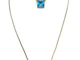 necklace and earring set with blue topaz stone and silver chain