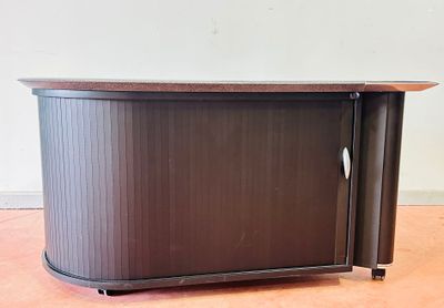 an image of a desk with a wooden top and metal legs
