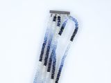 blue, white and black beaded necklace with a silver clasp