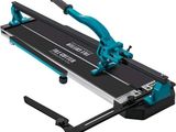 a close up of a blue and black tile cutter on a white background