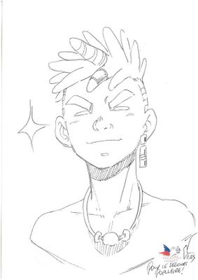 Loui Just - "Rebelle" - Dessin original sur feuille de Canso…