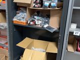 many boxes and boxes on the shelves in the room