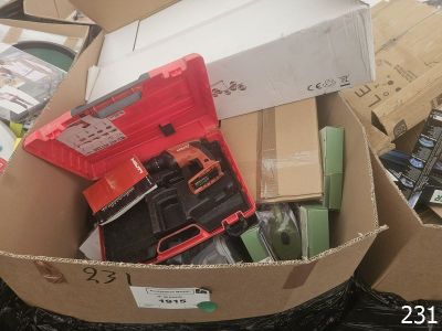 a box full of assorted items in a pile