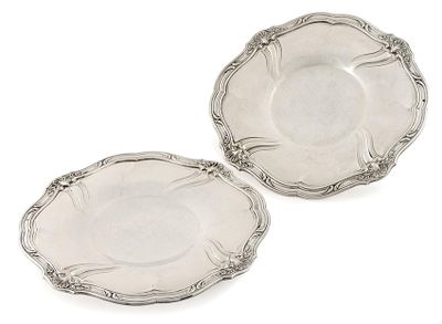 une paire de plats plaqués argent sur fond blanc