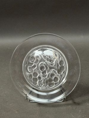 a clear glass plate with a circular design on it