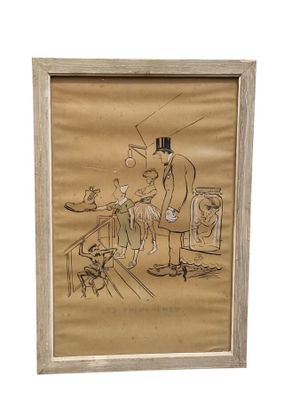 une image représentant le dessin d'un homme portant un haut-de-forme