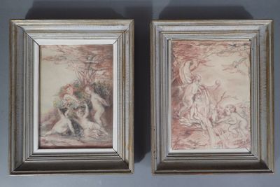 Ecole de la fin du XIXème. Les chérubins aux fruits et à la …