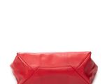 a red leather clutch bag on a white background