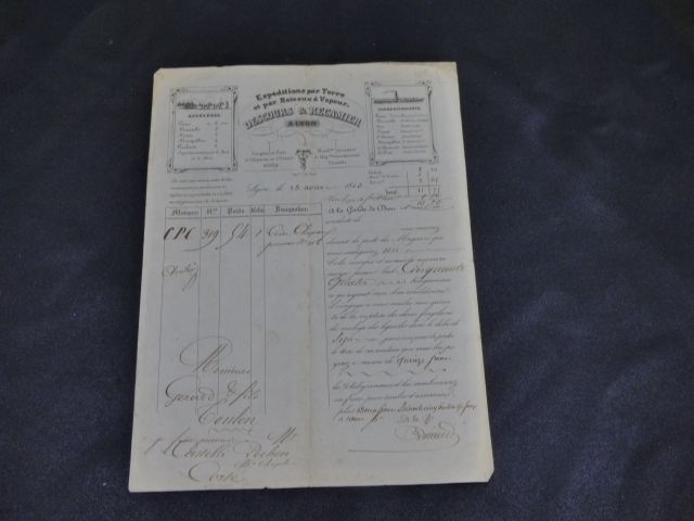 1 lettre de voiture Descours et Récamier 1843, Lyon et Toulon ; 1...
