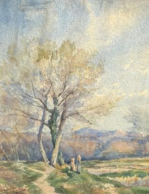 ECOLE FRANCAISE (XIX-XXe),  « Vues de Cagnes », 1904, Deux aquarelles 