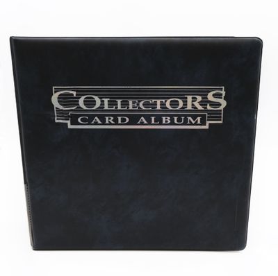 a black album with a silver logo on it