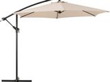 a white umbrella with a black pole on a white background
