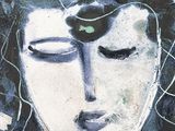 a painting of a woman ' s face with a flower in her hair