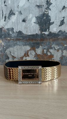 Ceinture T.1 A.VAUTHIER Laiton doré écailles de poisson Elastique Bouc - Photo 1