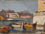 une image d'une peinture de bateaux dans un plan d'eau