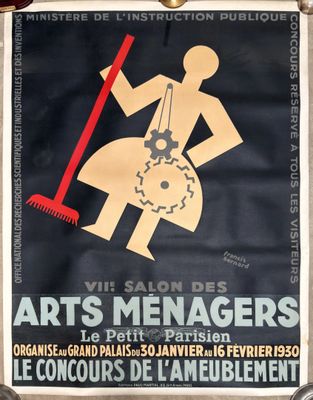 poster of a man with a broom and a mop in his hand