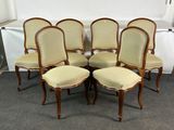 six chaises de salle à manger anciennes de style français, avec des assises rembourrées