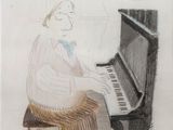 dessin représentant un homme assis au piano et en train de jouer du piano