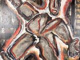 peinture abstraite représentant un homme tenant une batte de baseball dans la main droite
