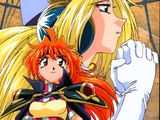 two anime characters are standing next to each other in front of power lines