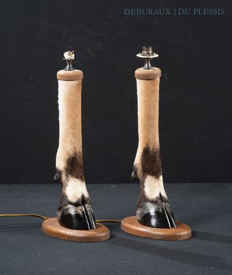 two lamps that are sitting on top of a table