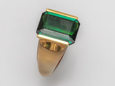 GILBERT ALBERT, exceptionnelle bague en or jaune 585°/°° (14… - Photo 1