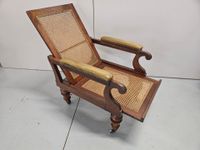 Fauteuil anglais à dossier inclinable en acajou et cuir capi… (photo 5)