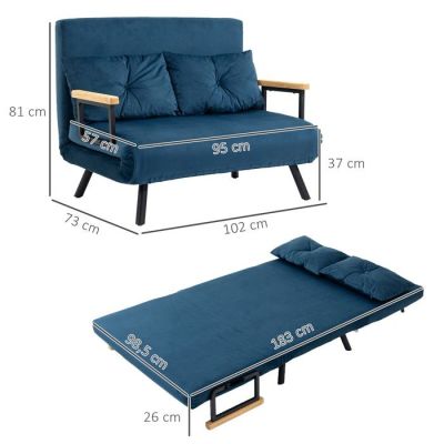 the size of the futon sofa bed is shown with measurements