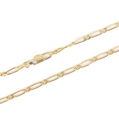 Chaîne en or maille cheval alternée, le fermoir sertie d'une… - Photo 1